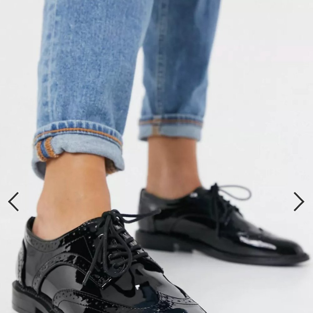 ASOS DESIGN More flat lace up Oxford shoes in black